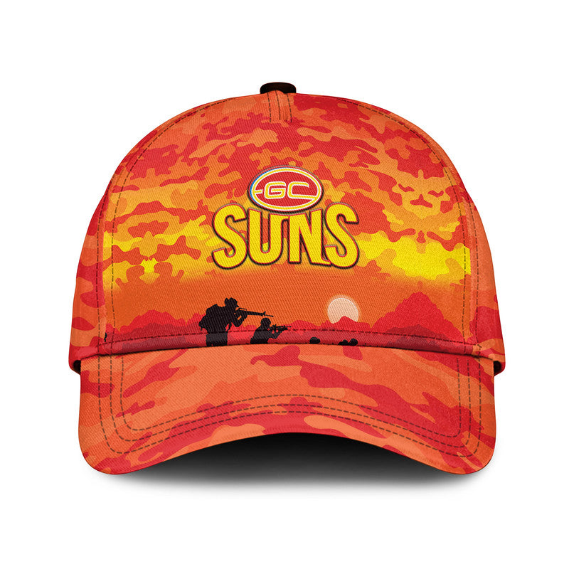 (Custom Personalised) Gold Coast Suns ANZAC AFL Classic Cap Simple Style - Vibe Hoodie Shop