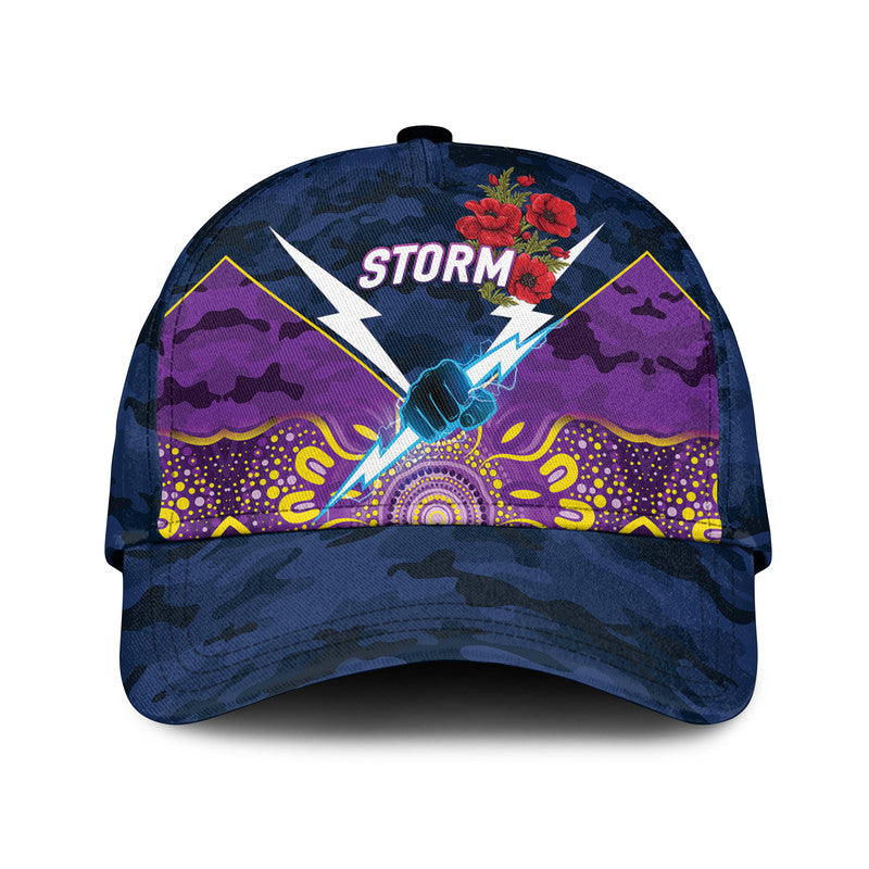 (Custom Personalised) Melbourne Storm ANZAC 2022 NRL Classic Cap Indigenous Vibes - Vibe Hoodie Shop