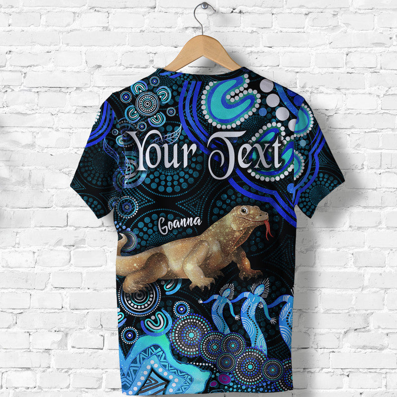 (Custom Personalised) Australian Astrology T Shirt Capricorn Goanna Zodiac Aboriginal Vibes - Blue - Vibe Hoodie Shop