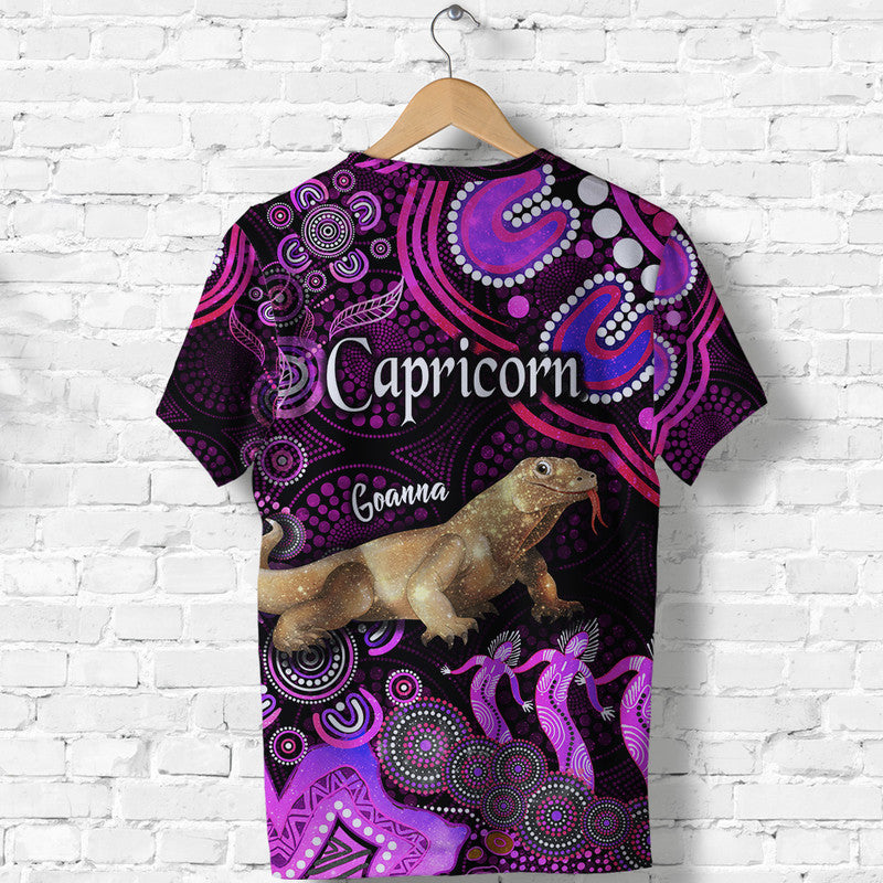 Australian Astrology T Shirt Capricorn Goanna Zodiac Aboriginal Vibes - Pink - Vibe Hoodie Shop
