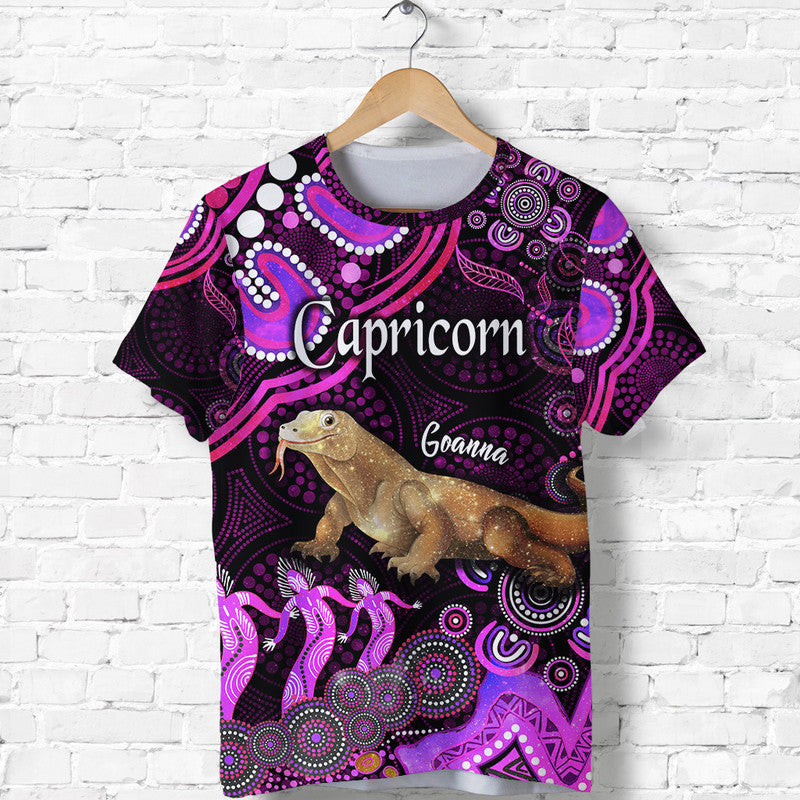 (Custom Personalised) Australian Astrology T Shirt Capricorn Goanna Zodiac Aboriginal Vibes - Pink - Vibe Hoodie Shop