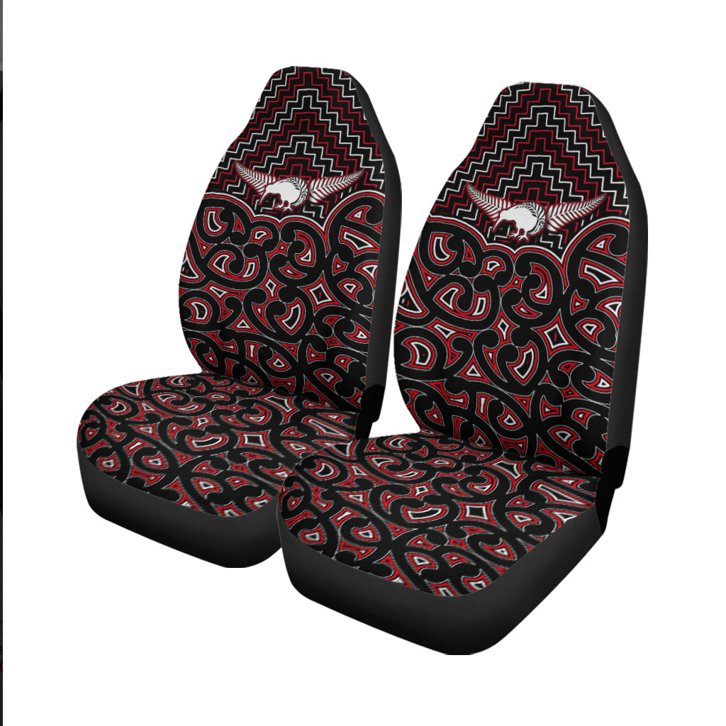 New Zealand Car Seat Cover Maori Graphic Tee patterns Red - Vibe Hoodie Shop