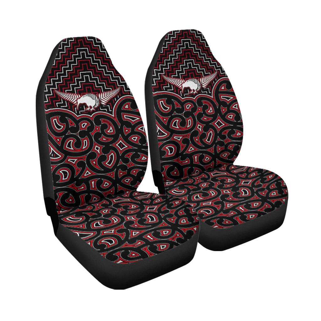 New Zealand Car Seat Cover Maori Graphic Tee patterns Red - Vibe Hoodie Shop