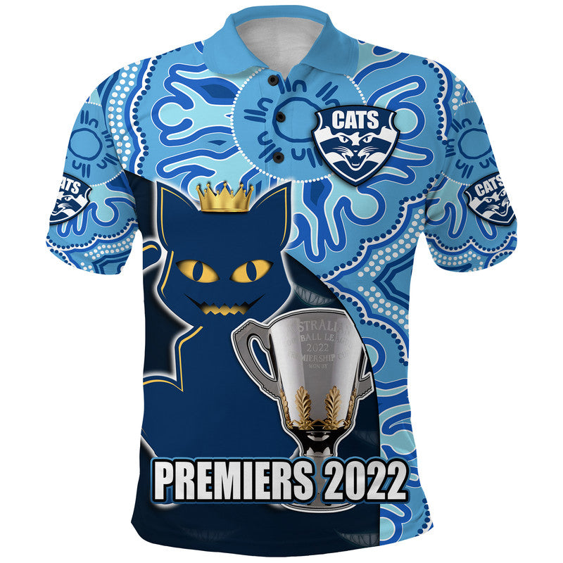 Cats Football 2022 Premiers Polo Shirt Geelong Indigenous Style LT9 - Vibe Hoodie Shop