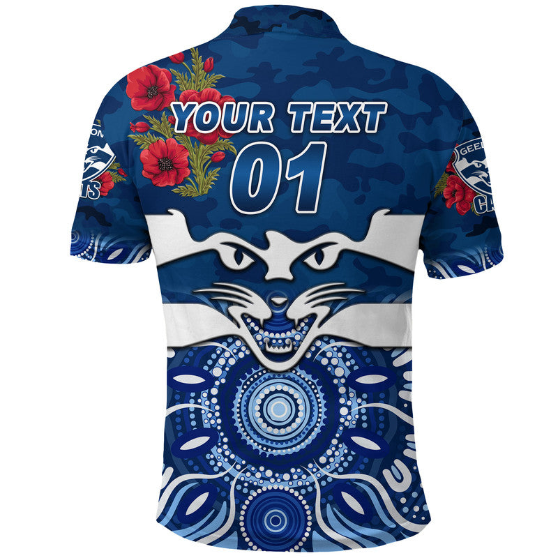 (Custom Personalised) Geelong Cats ANZAC Polo Shirt Indigenous Vibes - Vibe Hoodie Shop