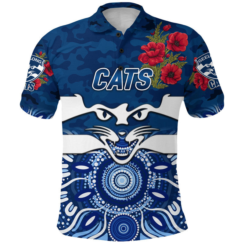 (Custom Personalised) Geelong Cats ANZAC Polo Shirt Indigenous Vibes - Vibe Hoodie Shop