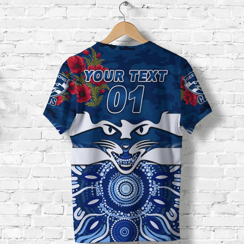 (Custom Personalised) Geelong Cats ANZAC T shirt Indigenous Vibes - Vibe Hoodie Shop