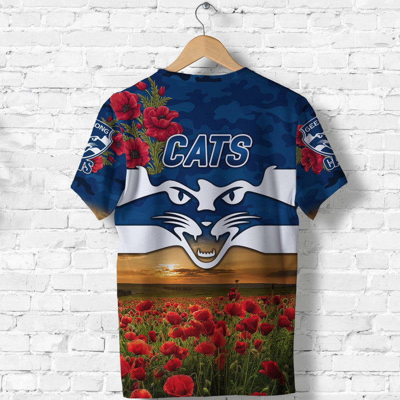 Geelong Cats ANZAC T shirt Poppy Vibes - Vibe Hoodie Shop