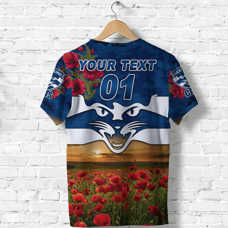 (Custom Personalised) Geelong Cats ANZAC T shirt Poppy Vibes - Vibe Hoodie Shop