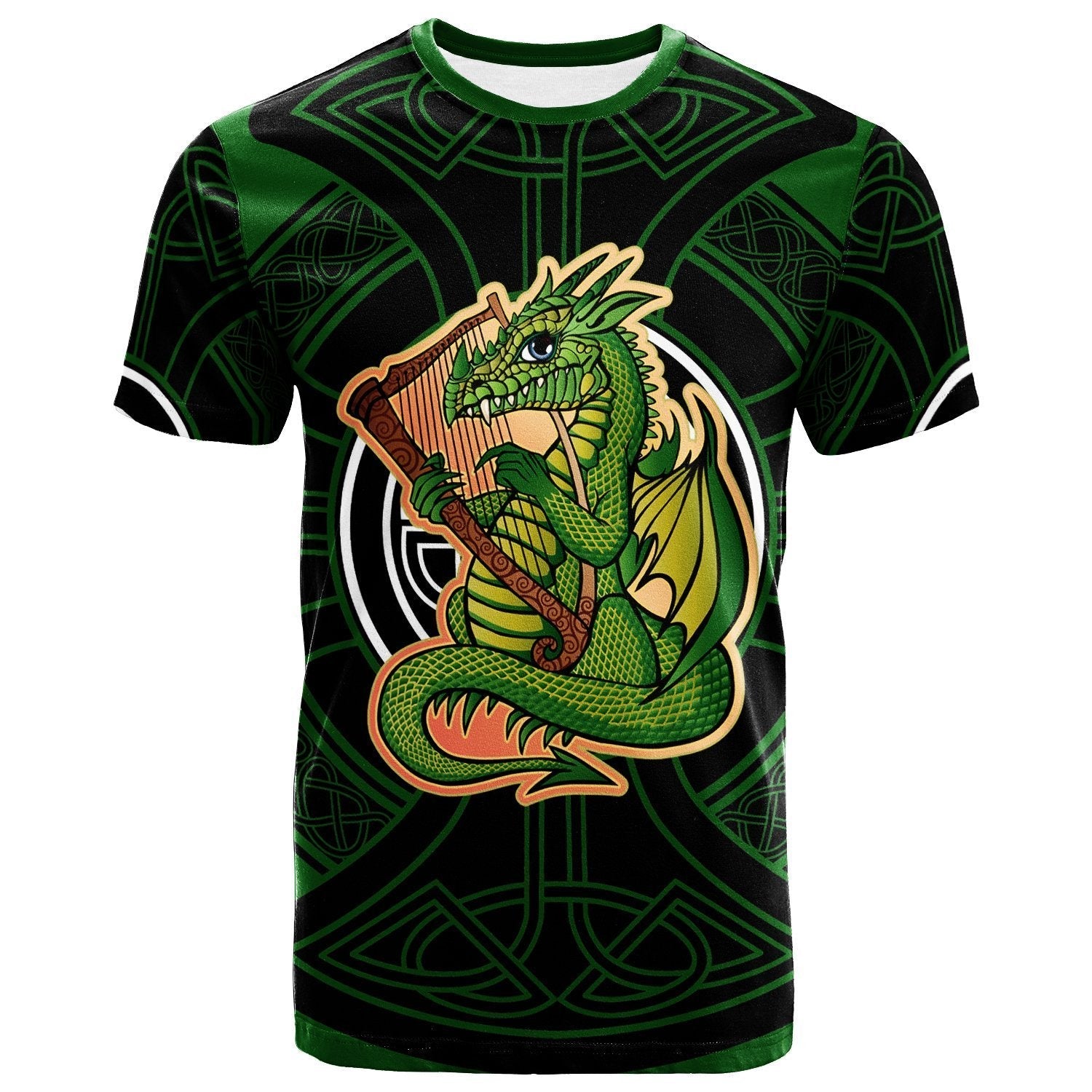 Celtic T shirt - Celtic Cross With Dragon - Vibe Hoodie Shop