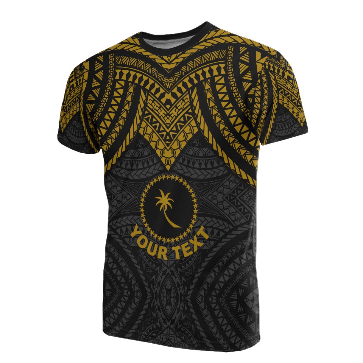 Vibe Hoodie Chuuk Custom Personalised T shirt - Micronesian Pattern Gold Armor Style - Vibe Hoodie Shop