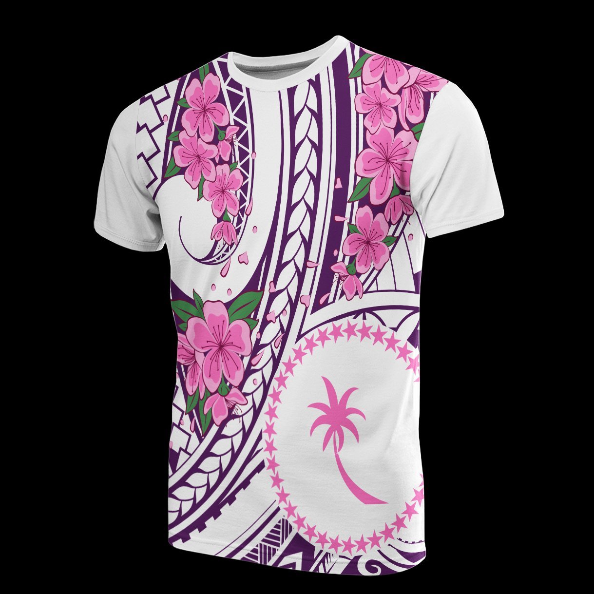 Vibe Hoodie Chuuk Micronesian T shirt - Flower Purple White - Vibe Hoodie Shop