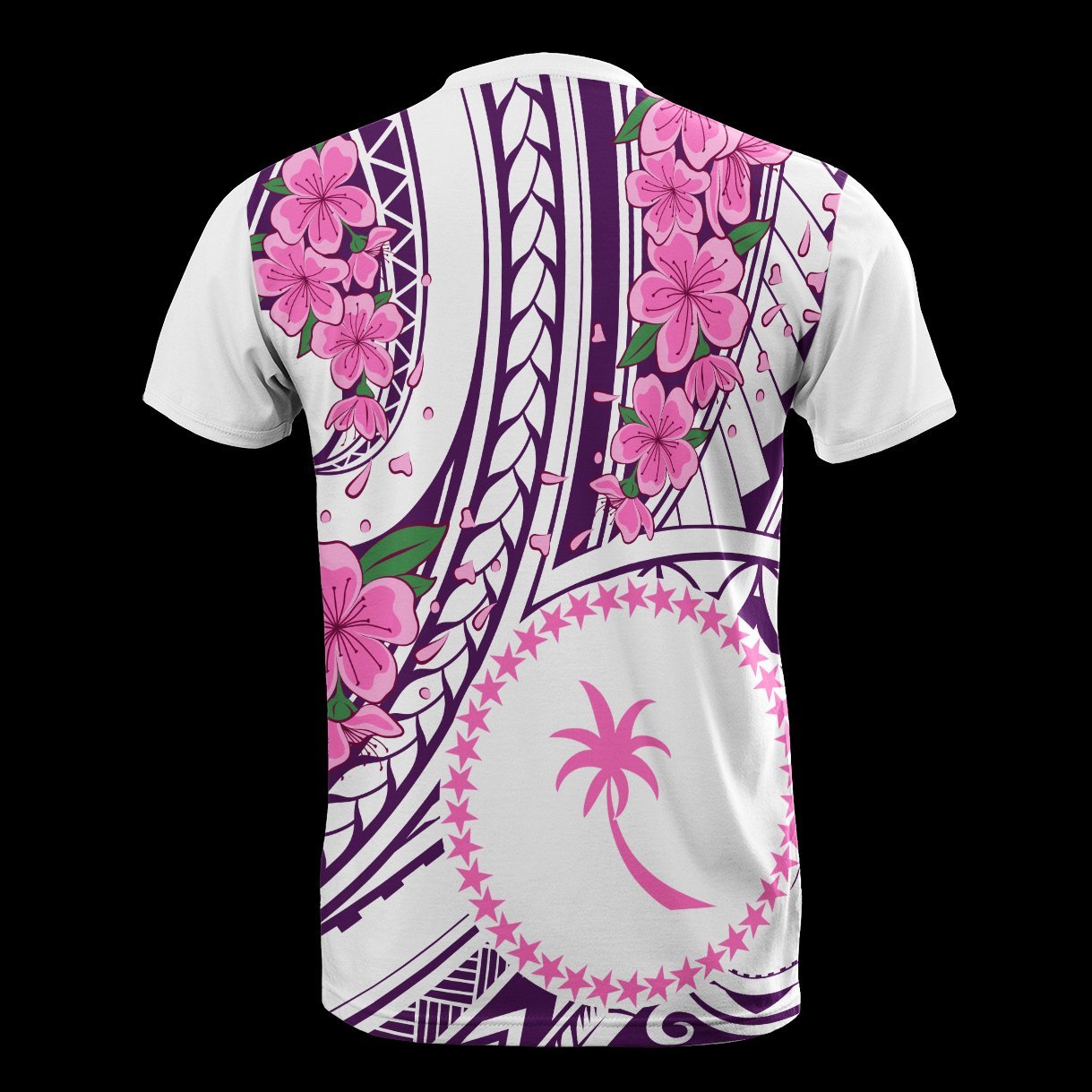 Vibe Hoodie Chuuk Micronesian T shirt - Flower Purple White - Vibe Hoodie Shop