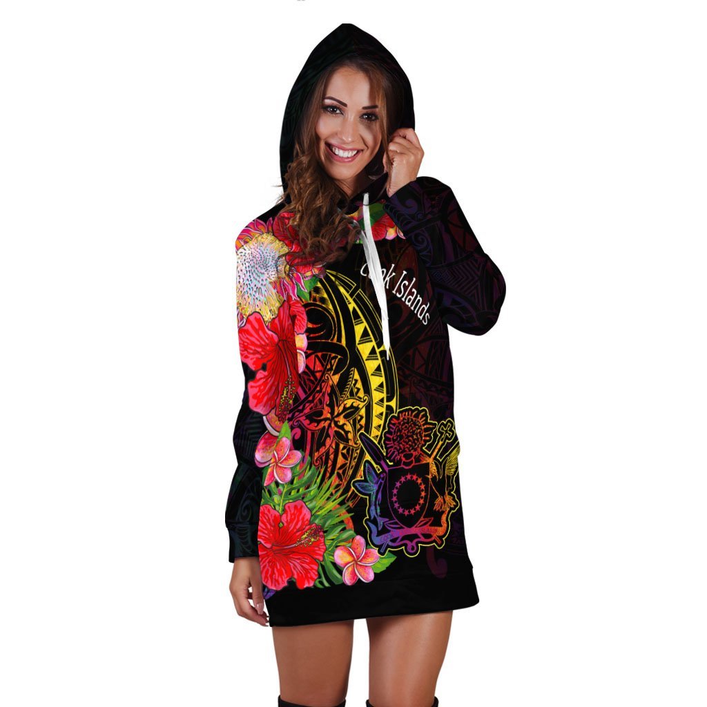 Cook Islands Hoodie Dress - Tropical Hippie Style - Vibe Hoodie Shop