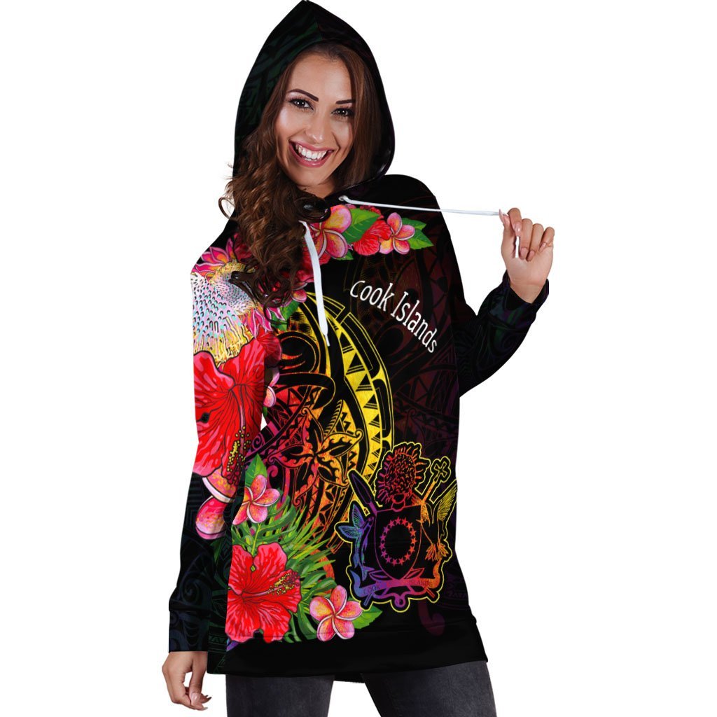 Cook Islands Hoodie Dress - Tropical Hippie Style - Vibe Hoodie Shop