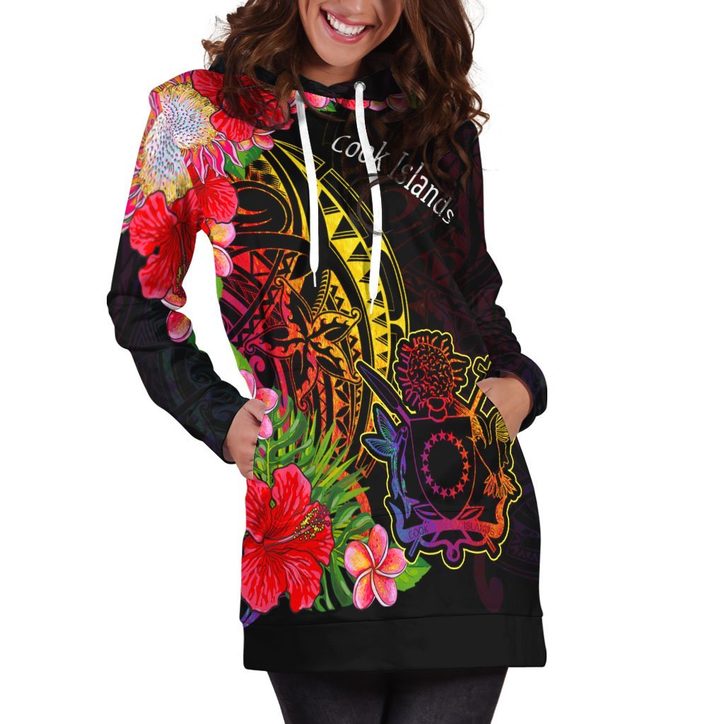 Cook Islands Hoodie Dress - Tropical Hippie Style - Vibe Hoodie Shop