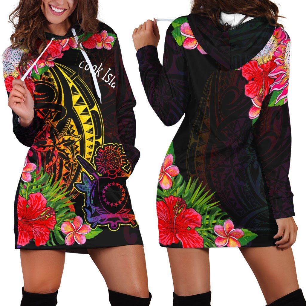 Cook Islands Hoodie Dress - Tropical Hippie Style - Vibe Hoodie Shop