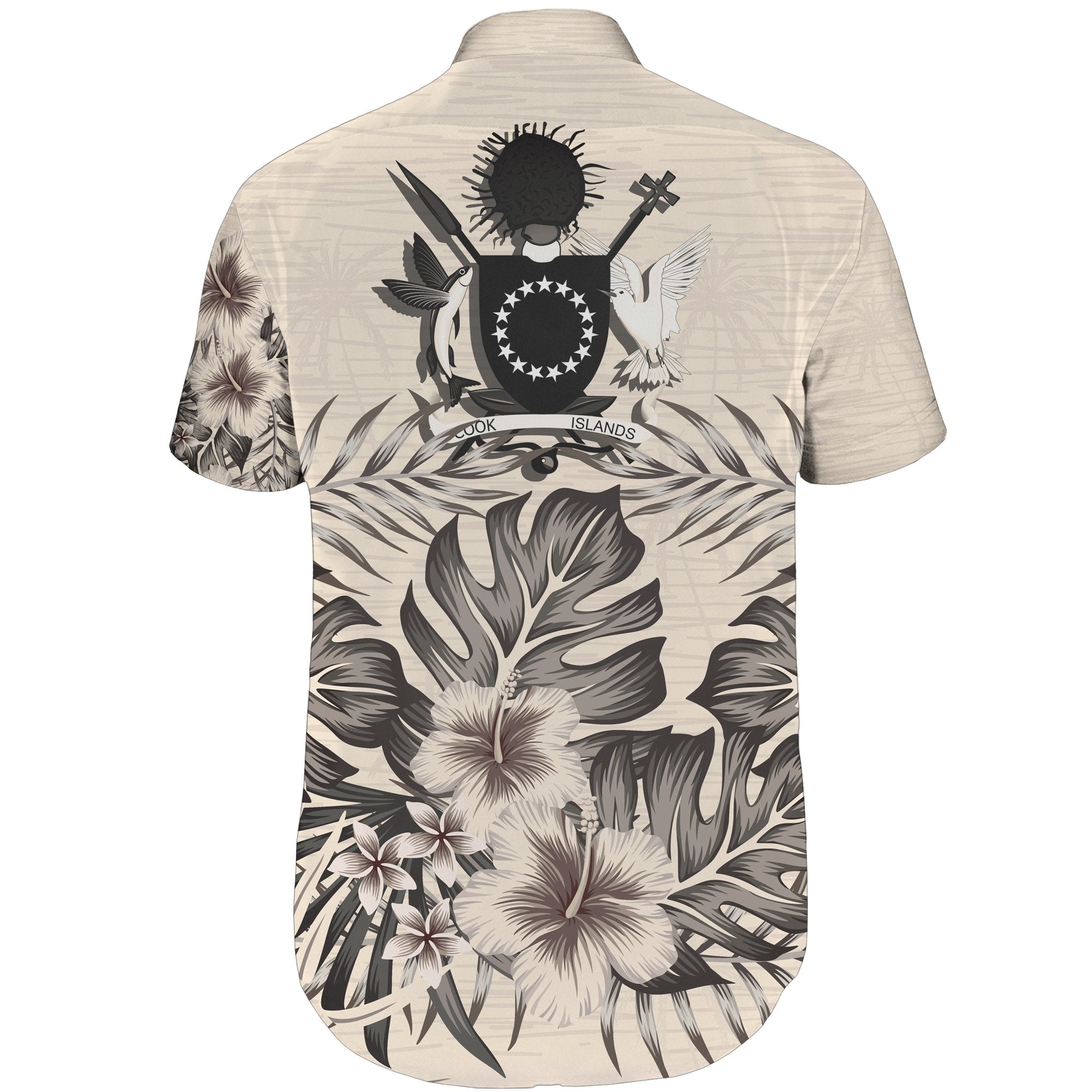 Cook Islands Short Sleeve Shirt - The Beige Hibiscus - Vibe Hoodie Shop