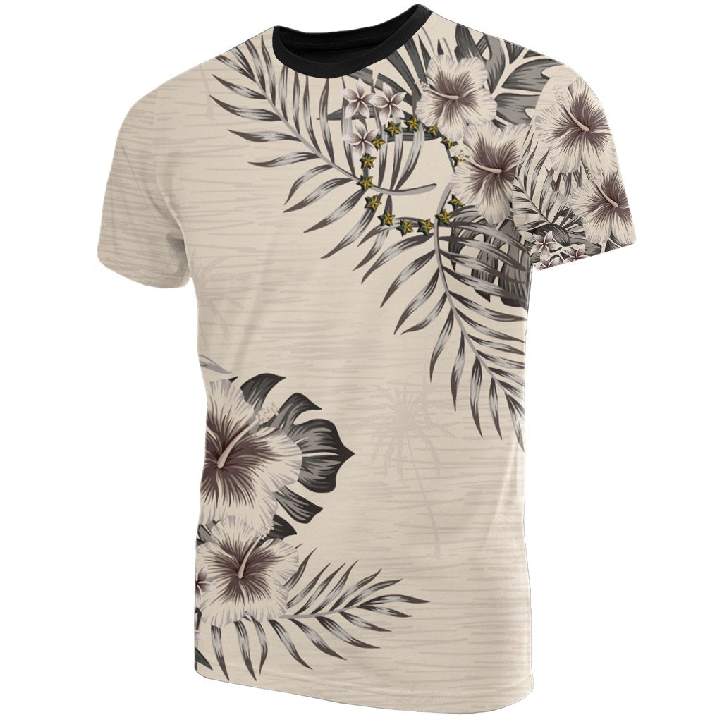 Cook Islands T shirt The Beige Hibiscus - Vibe Hoodie Shop