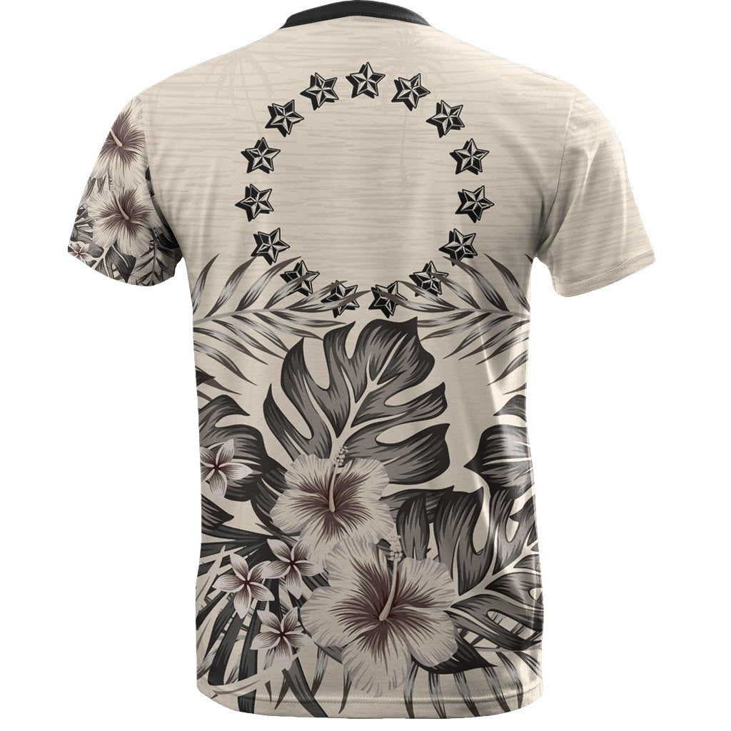 Cook Islands T shirt The Beige Hibiscus - Vibe Hoodie Shop