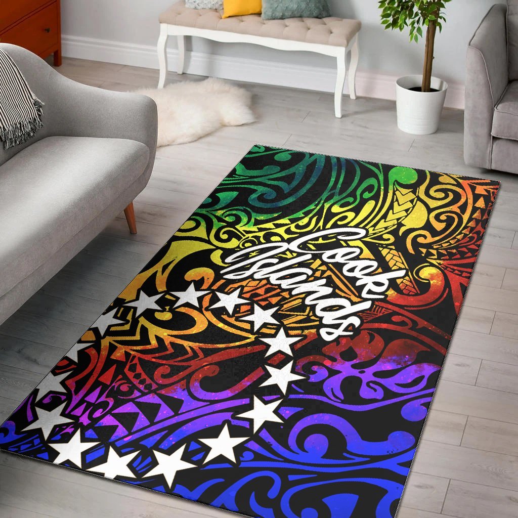 Cook Islands Area Rug - Rainbow Polynesian Pattern - Vibe Hoodie Shop