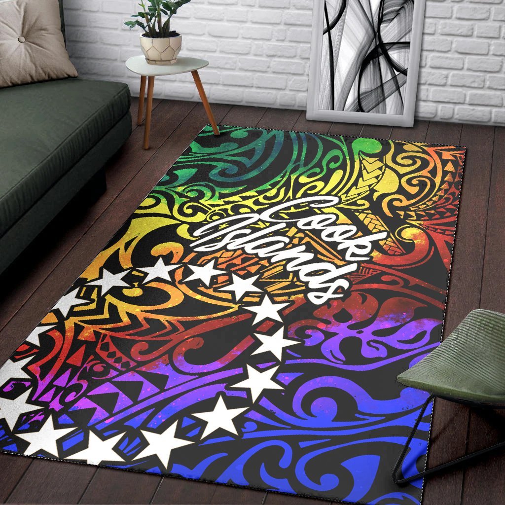 Cook Islands Area Rug - Rainbow Polynesian Pattern - Vibe Hoodie Shop