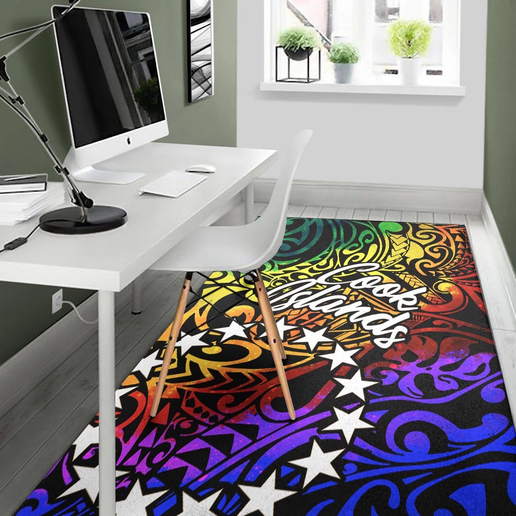 Cook Islands Area Rug - Rainbow Polynesian Pattern - Vibe Hoodie Shop