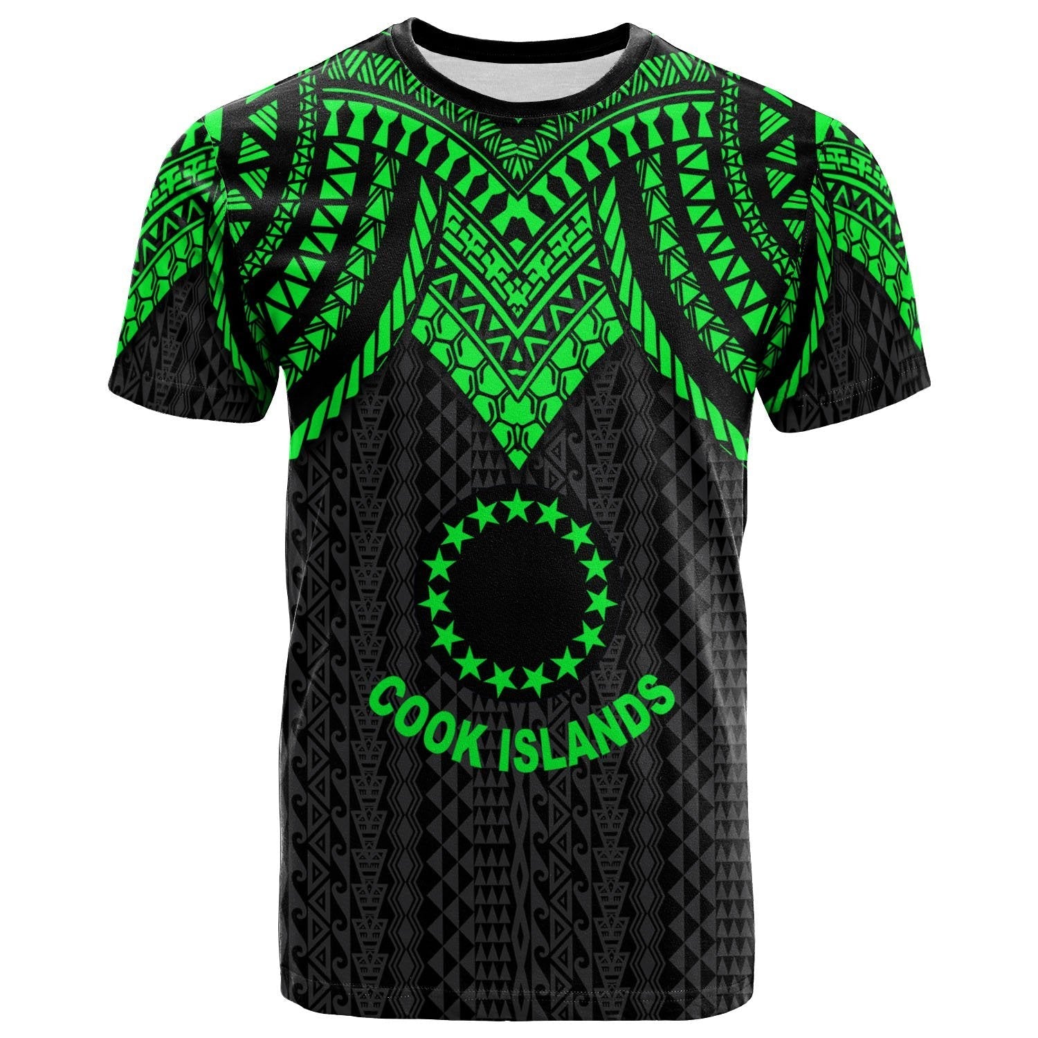Vibe Hoodie Cook Islands T shirt - Polynesian Armor Style Green - Vibe Hoodie Shop