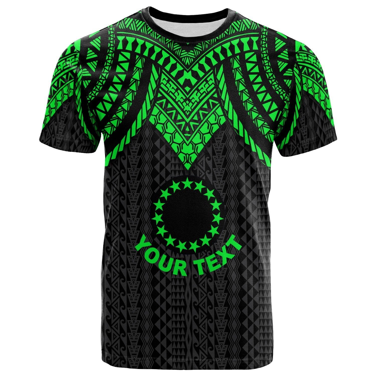 Vibe Hoodie Cook Islands Custom Personalised T shirt - Polynesian Armor Style Green - Vibe Hoodie Shop