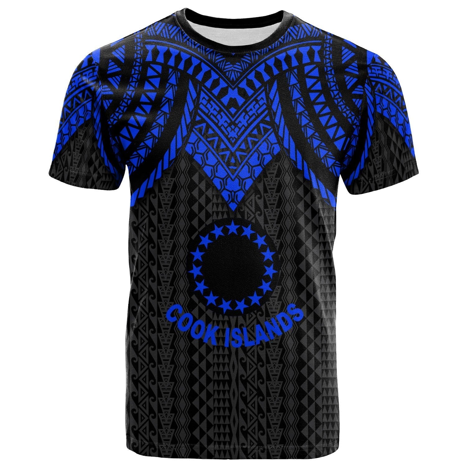 Vibe Hoodie Cook Islands T shirt - Polynesian Armor Style Blue - Vibe Hoodie Shop