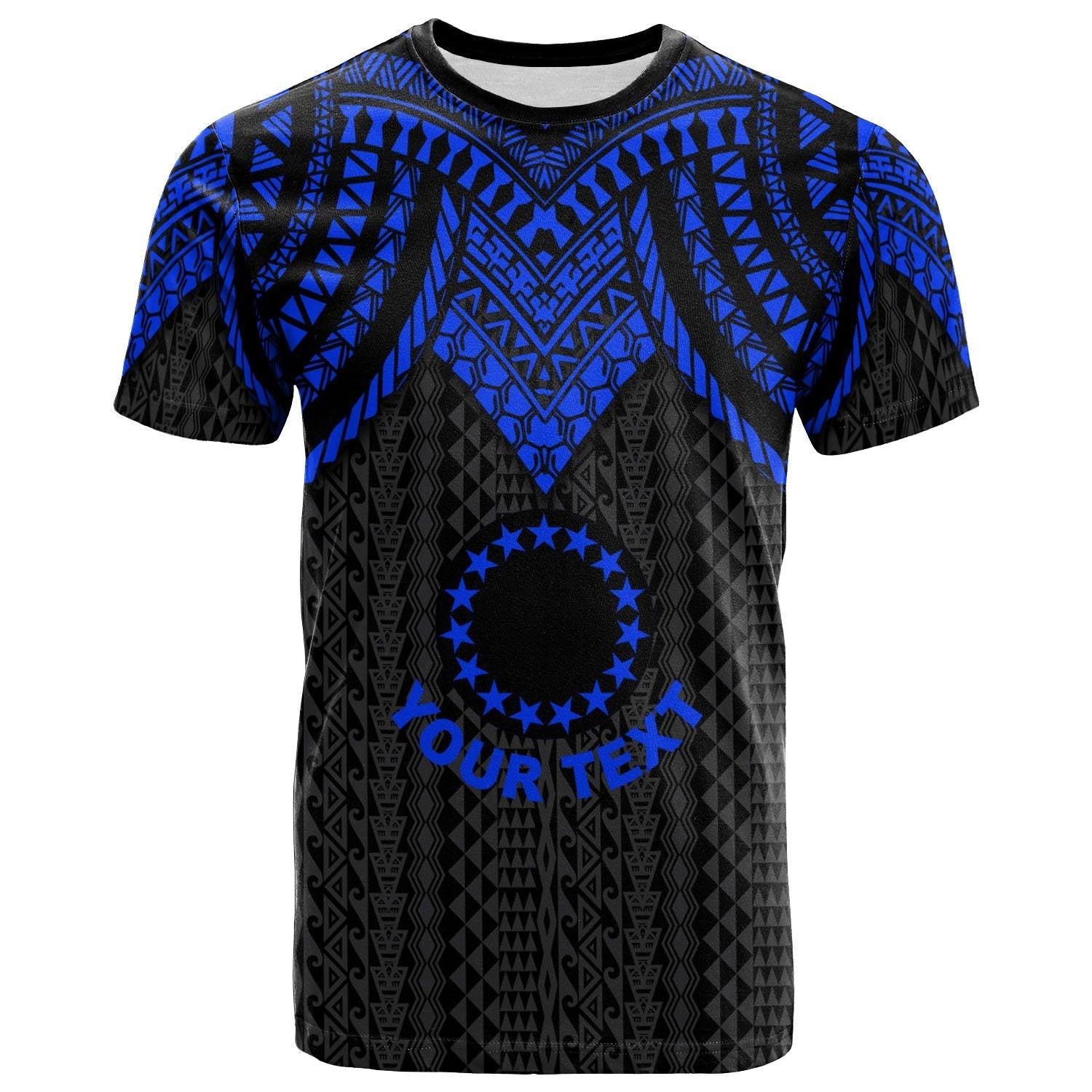 Vibe Hoodie Cook Islands Custom Personalised T shirt - Polynesian Armor Style Blue - Vibe Hoodie Shop