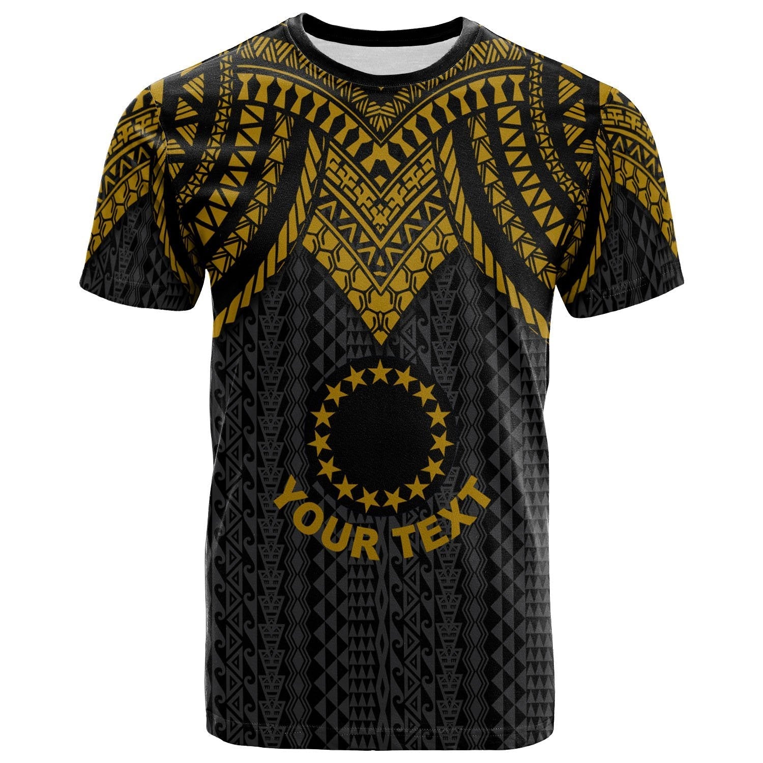Vibe Hoodie Cook Islands Custom Personalised T shirt - Polynesian Armor Style Gold - Vibe Hoodie Shop