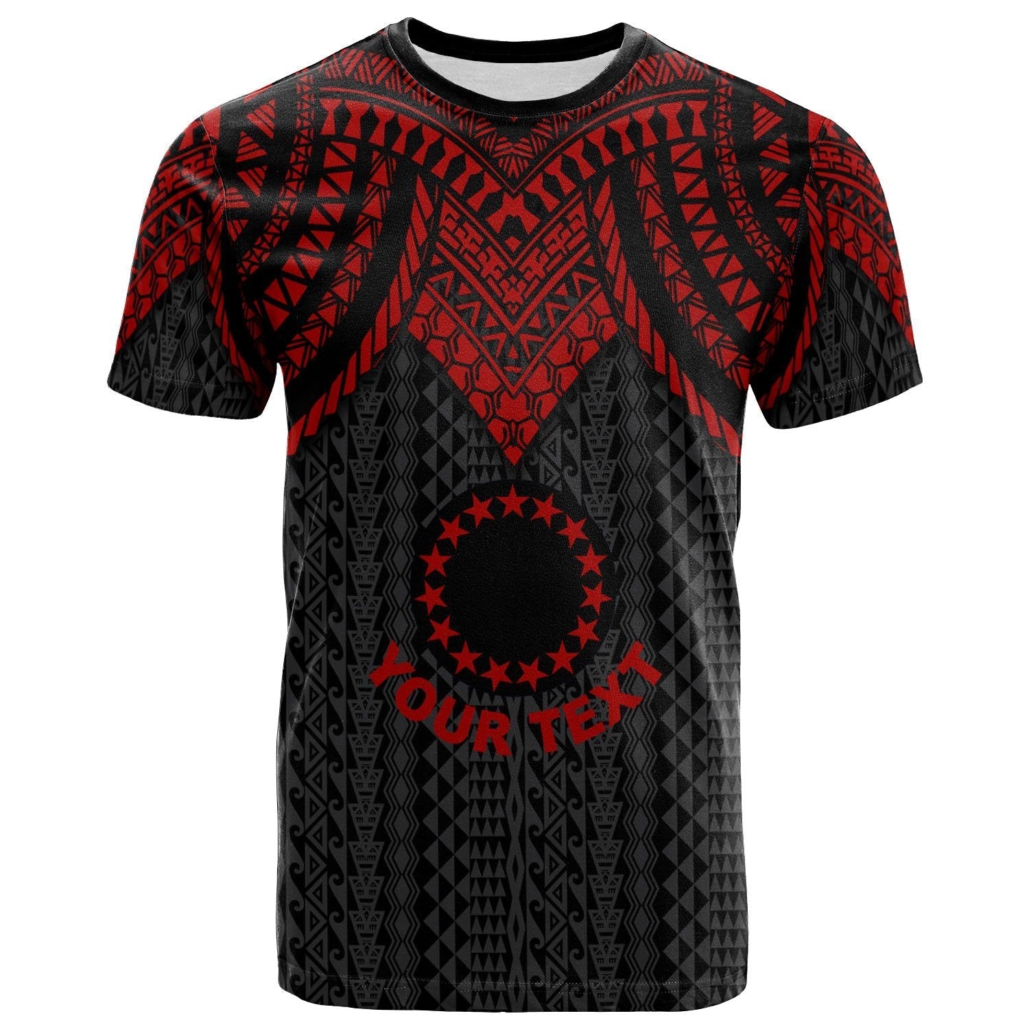 Vibe Hoodie Cook Islands Custom Personalised T shirt - Polynesian Armor Style Red - Vibe Hoodie Shop