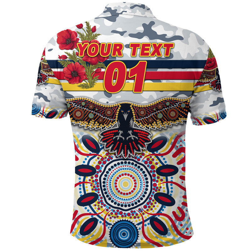 (Custom Personalised) Adelaide Crows ANZAC Polo Shirt Indigenous Vibes - White - Vibe Hoodie Shop