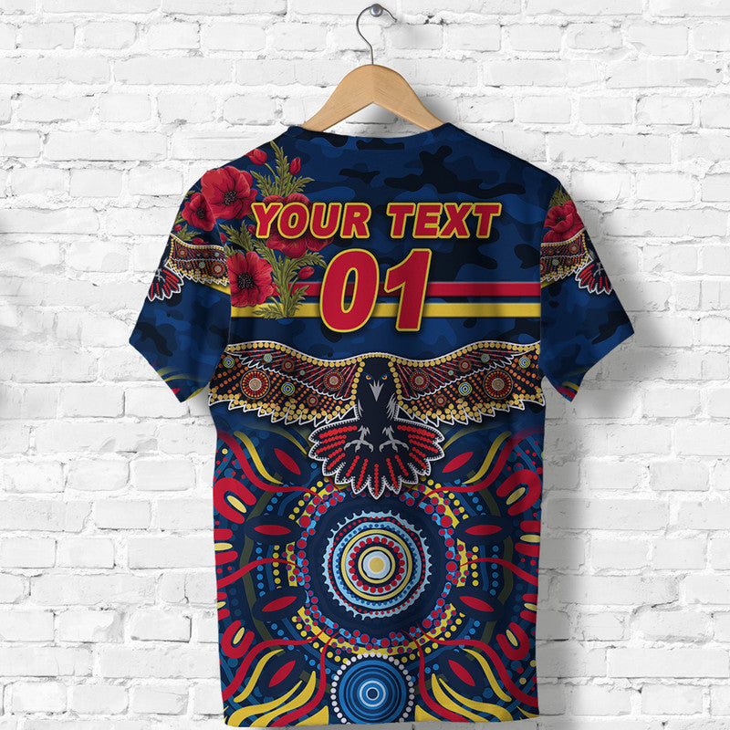 (Custom Personalised) Adelaide Crows ANZAC T shirt Indigenous Vibes - Navy Blue - Vibe Hoodie Shop