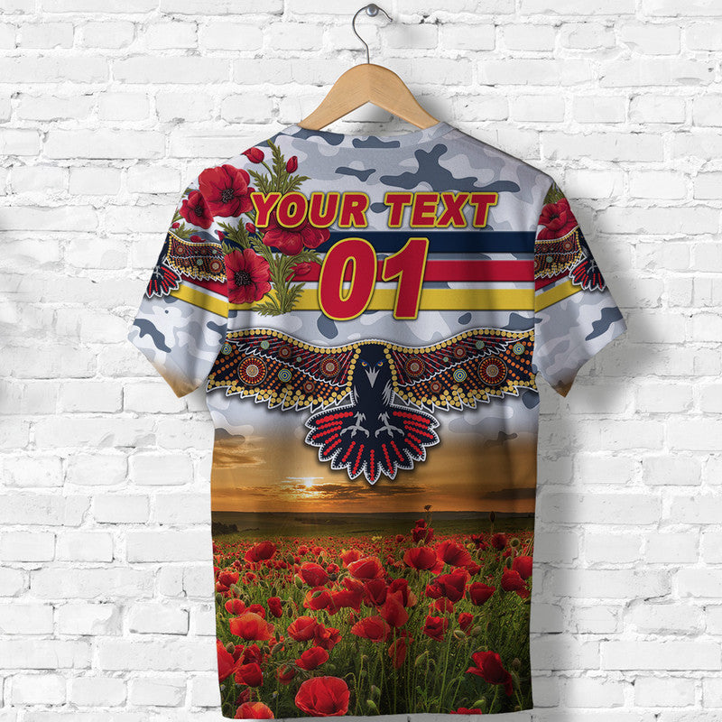 (Custom Personalised) Adelaide Crows ANZAC T shirt Poppy Vibes - White - Vibe Hoodie Shop