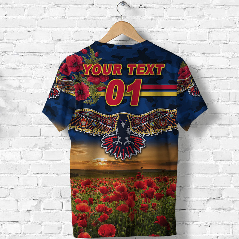 (Custom Personalised) Adelaide Crows ANZAC T shirt Poppy Vibes - Navy Blue - Vibe Hoodie Shop