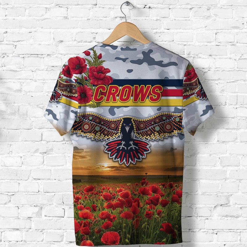 Adelaide Crows ANZAC T shirt Poppy Vibes - White - Vibe Hoodie Shop