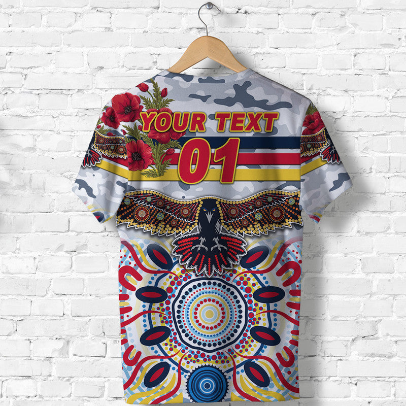 (Custom Personalised) Adelaide Crows ANZAC T shirt Indigenous Vibes - White - Vibe Hoodie Shop