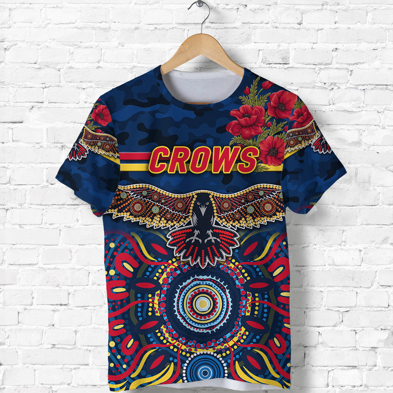 (Custom Personalised) Adelaide Crows ANZAC T shirt Indigenous Vibes - Navy Blue - Vibe Hoodie Shop