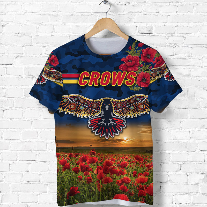 Adelaide Crows ANZAC T shirt Poppy Vibes - Navy Blue - Vibe Hoodie Shop