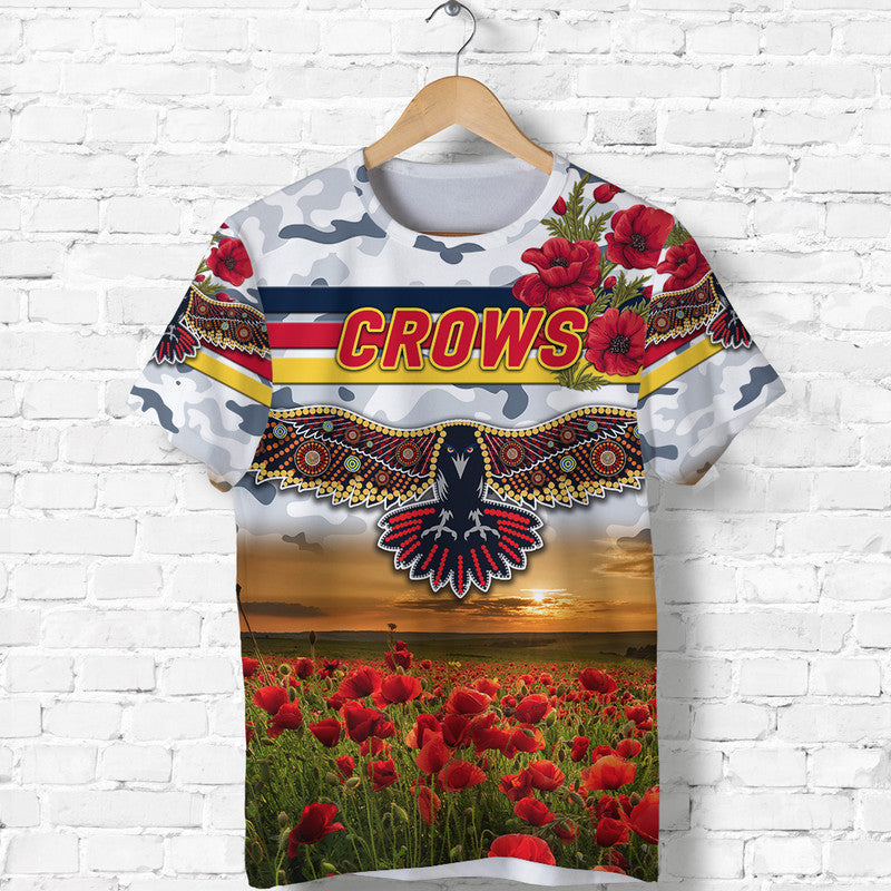 (Custom Personalised) Adelaide Crows ANZAC T shirt Poppy Vibes - White - Vibe Hoodie Shop