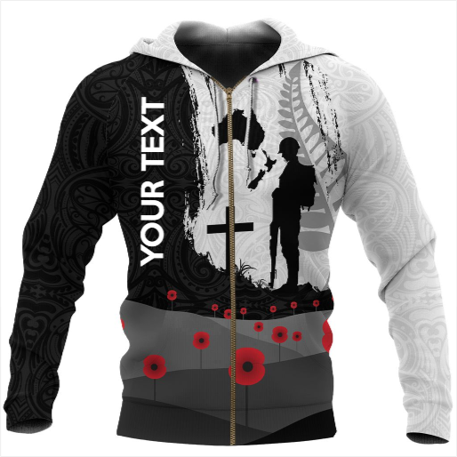 (Custom) ANZAC Day Zip Hoodie, New Zealand Australia Lest We Forget Zipper Hoodie - Vibe Hoodie Shop