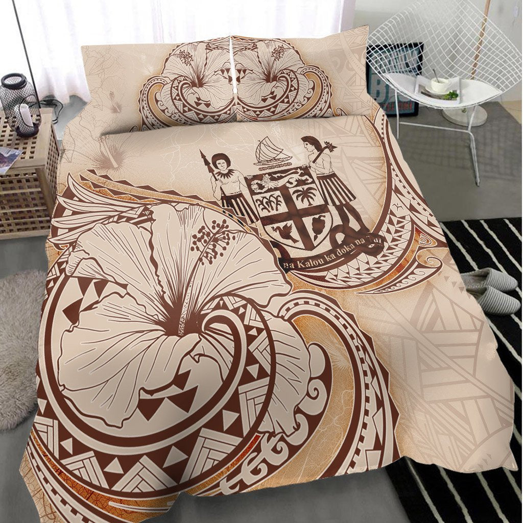 Fiji Bedding Set - Hibiscus Flower Vintage Style - Vibe Hoodie Shop