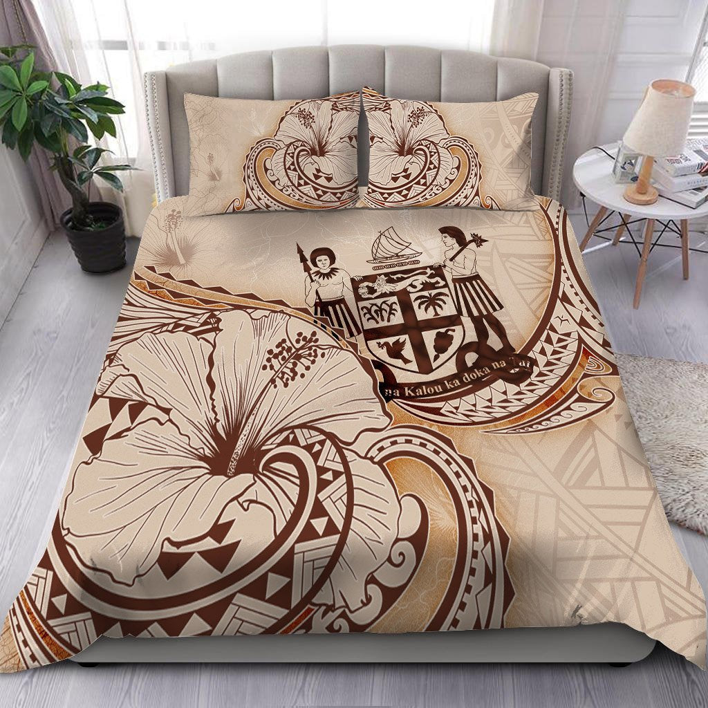 Fiji Bedding Set - Hibiscus Flower Vintage Style - Vibe Hoodie Shop