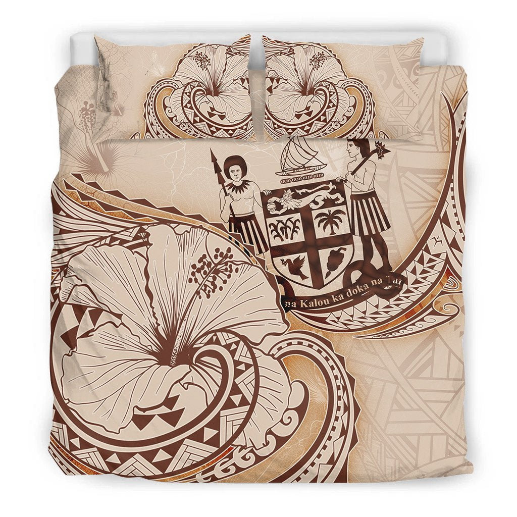 Fiji Bedding Set - Hibiscus Flower Vintage Style - Vibe Hoodie Shop