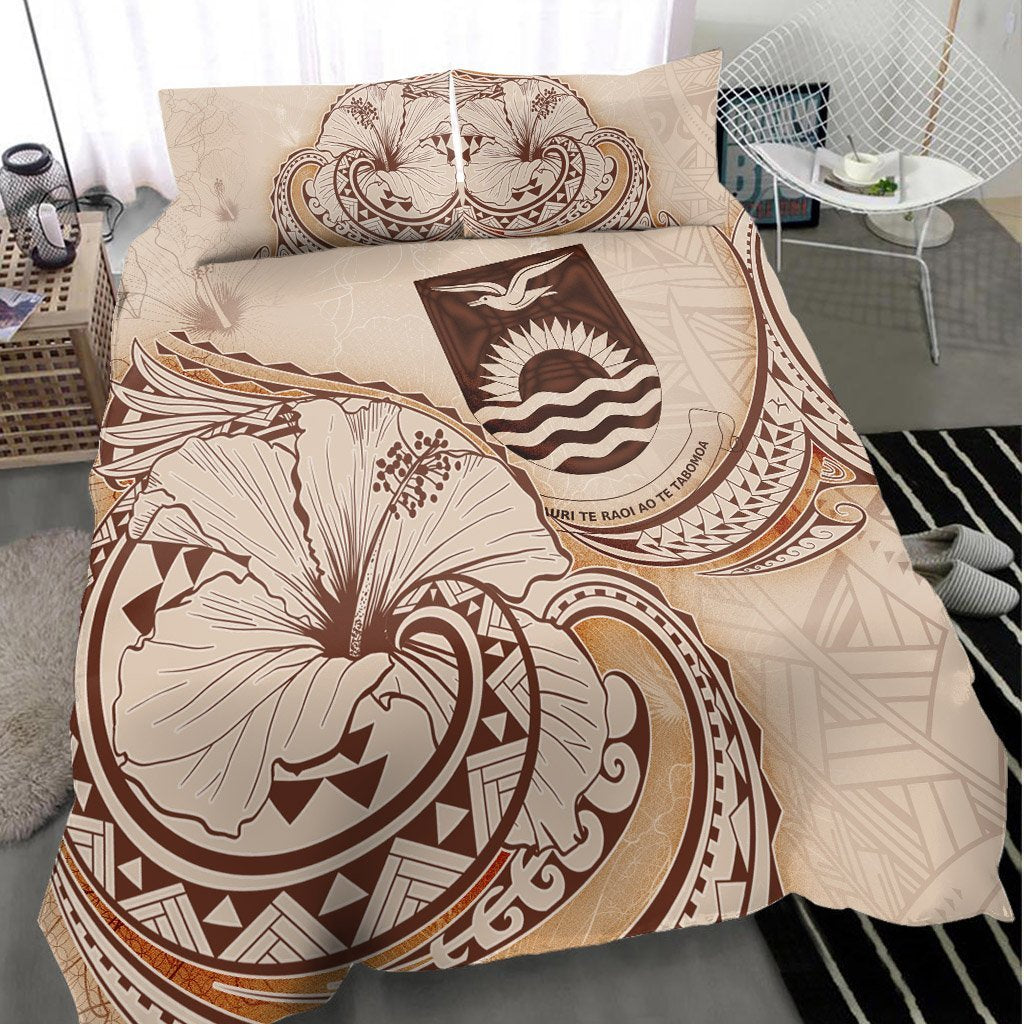 Kiribati Bedding Set - Hibiscus Flower Vintage Style - Vibe Hoodie Shop