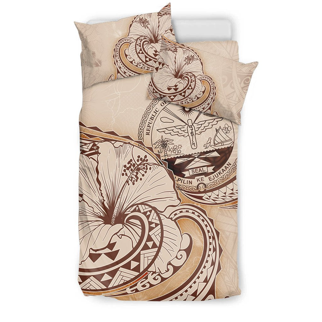 Marshall Islands Bedding Set - Hibiscus Flower Vintage Style - Vibe Hoodie Shop