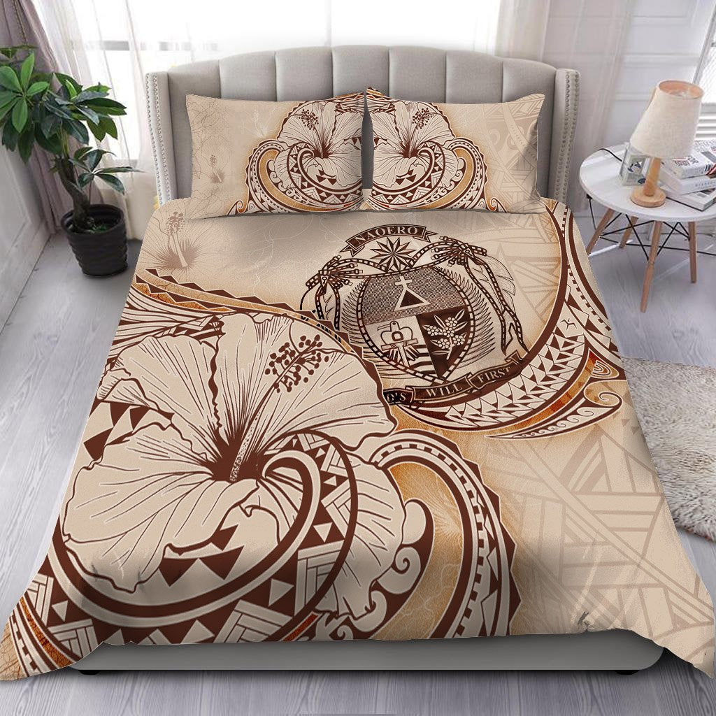Nauru Bedding Set - Hibiscus Flower Vintage Style - Vibe Hoodie Shop