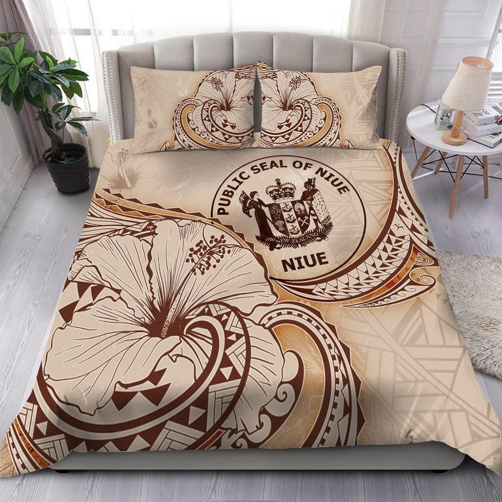 Niue Bedding Set - Hibiscus Flower Vintage Style - Vibe Hoodie Shop